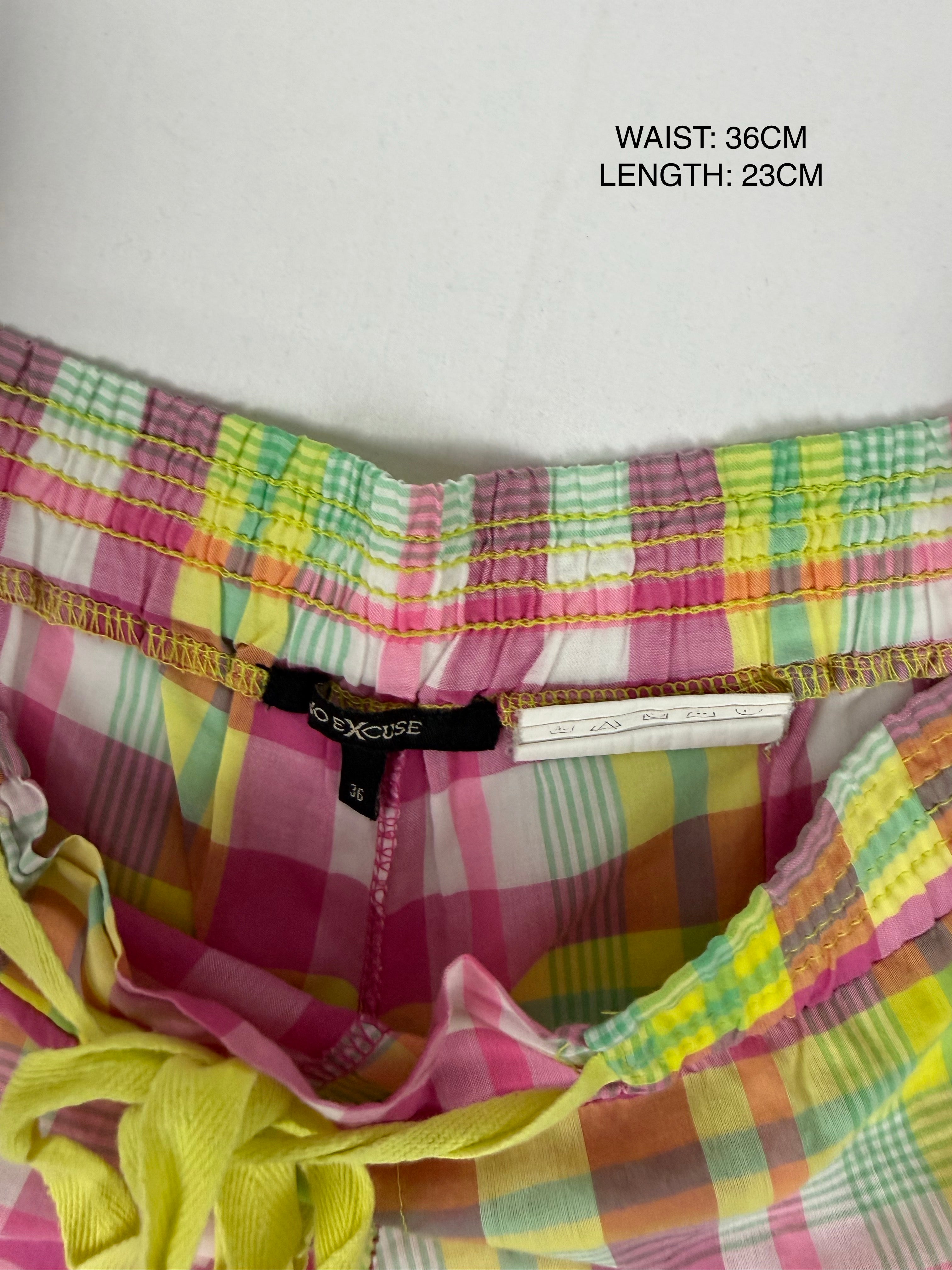 Check print cotton low rise mini short (S/M)