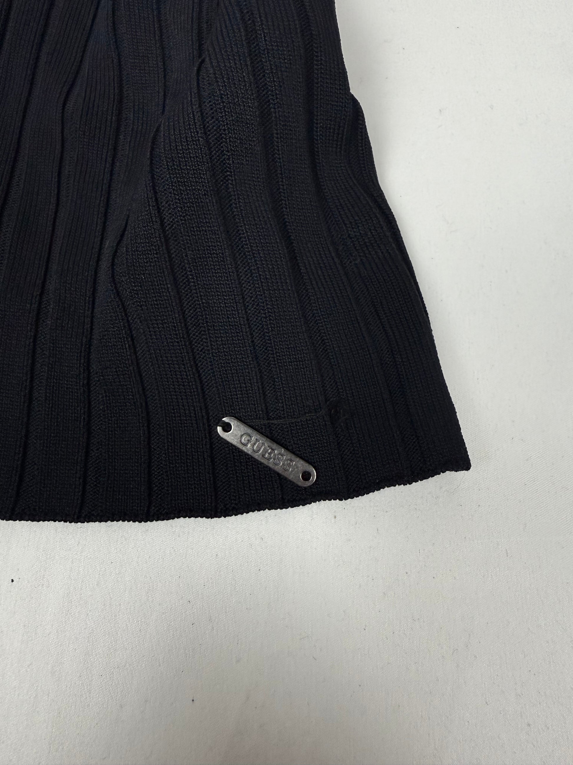 Black ribbed backless halter top (M)