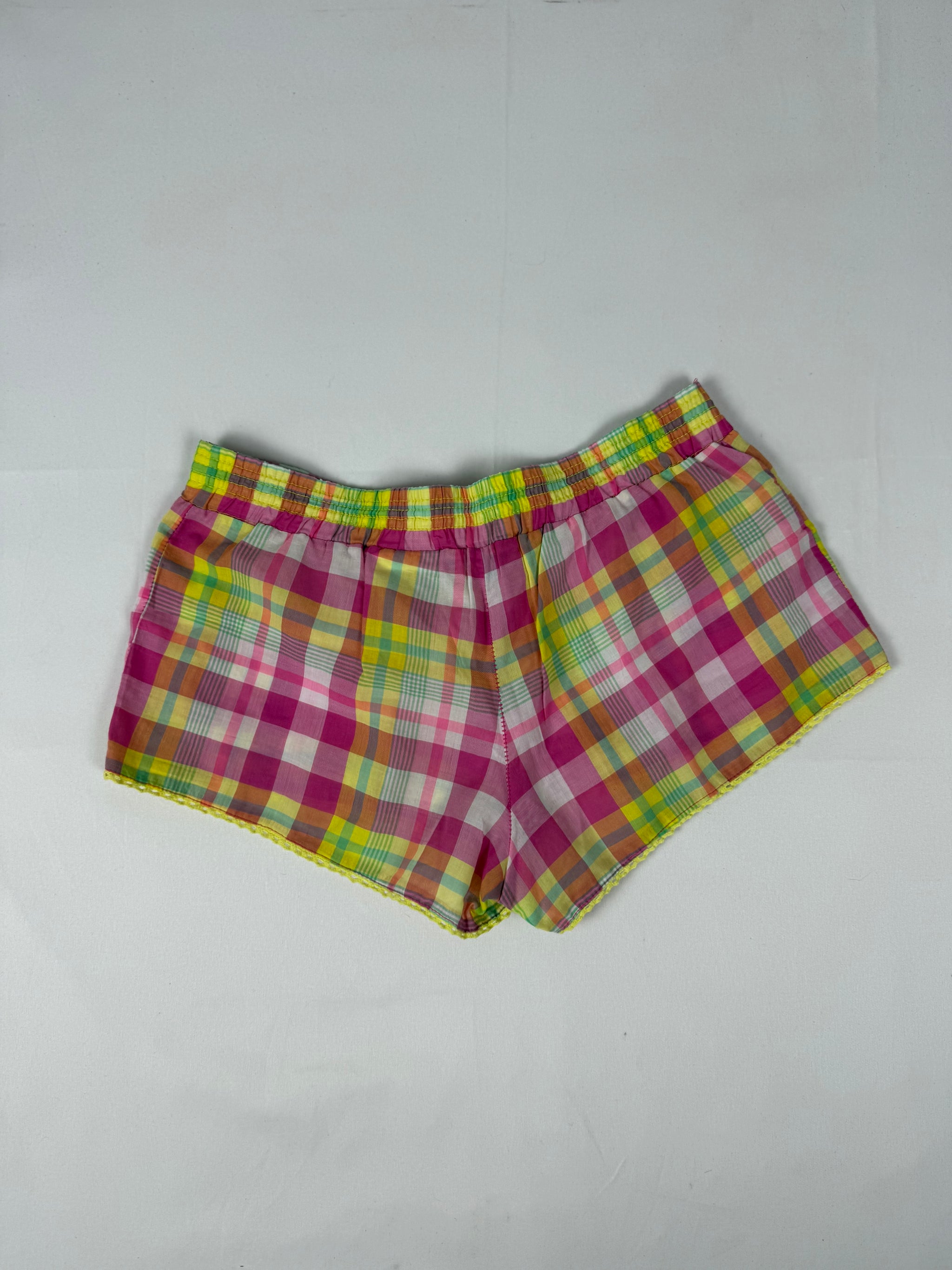 Check print cotton low rise mini short (S/M)