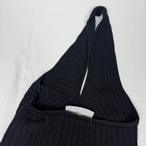 Black ribbed backless halter top (M)
