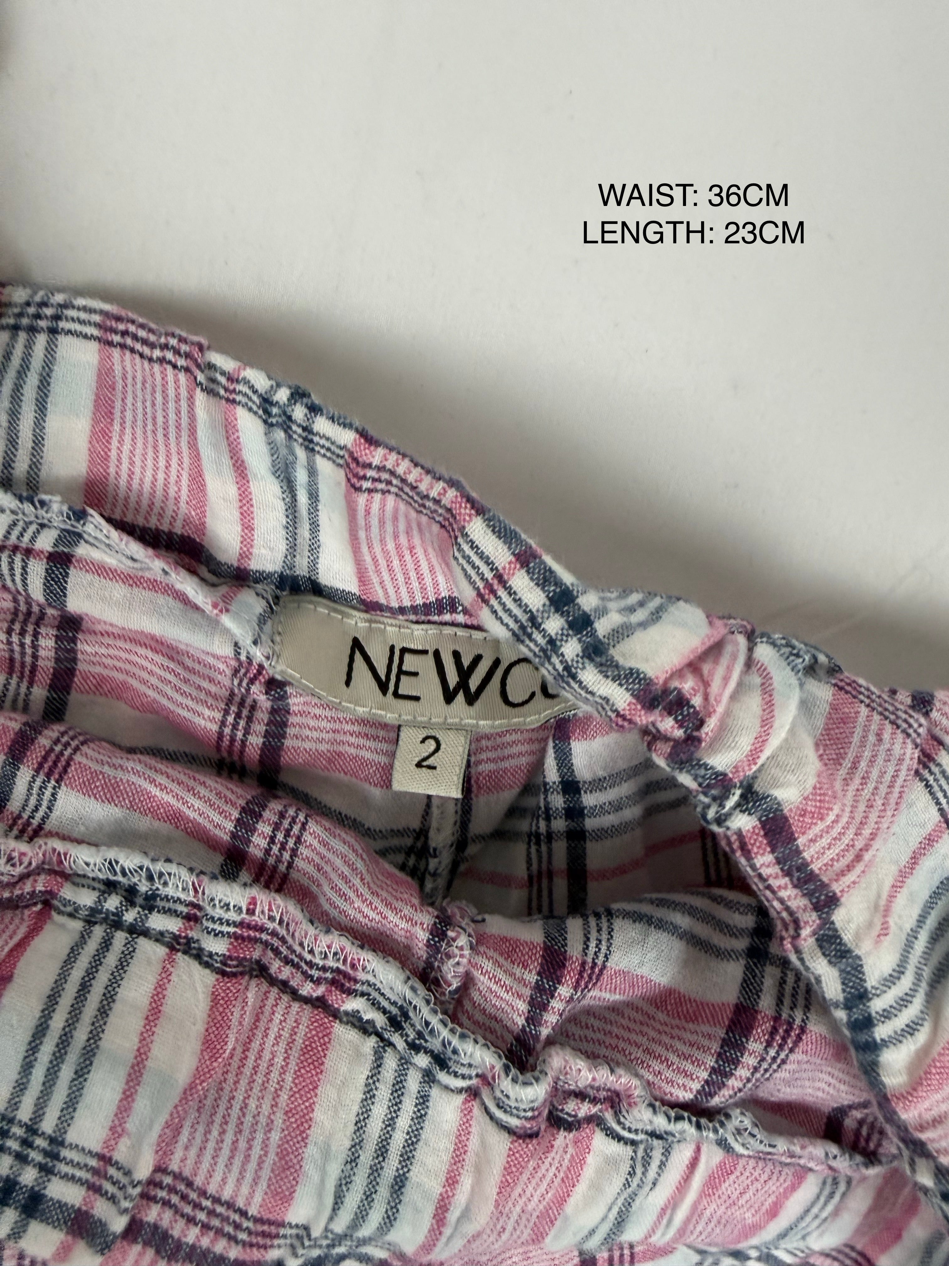 Check print cotton low rise mini short (S/M)