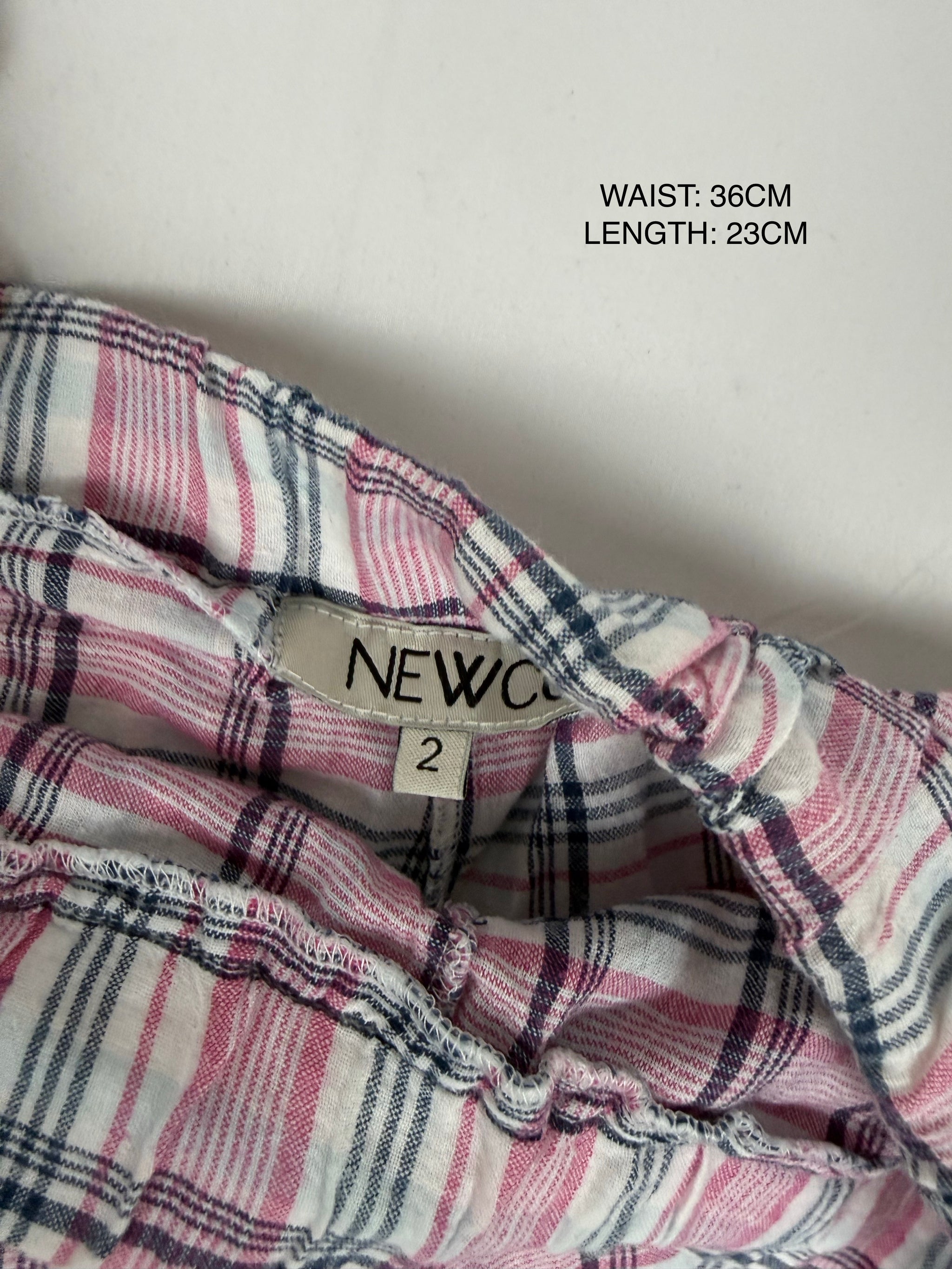 Check print cotton low rise mini short (S/M)