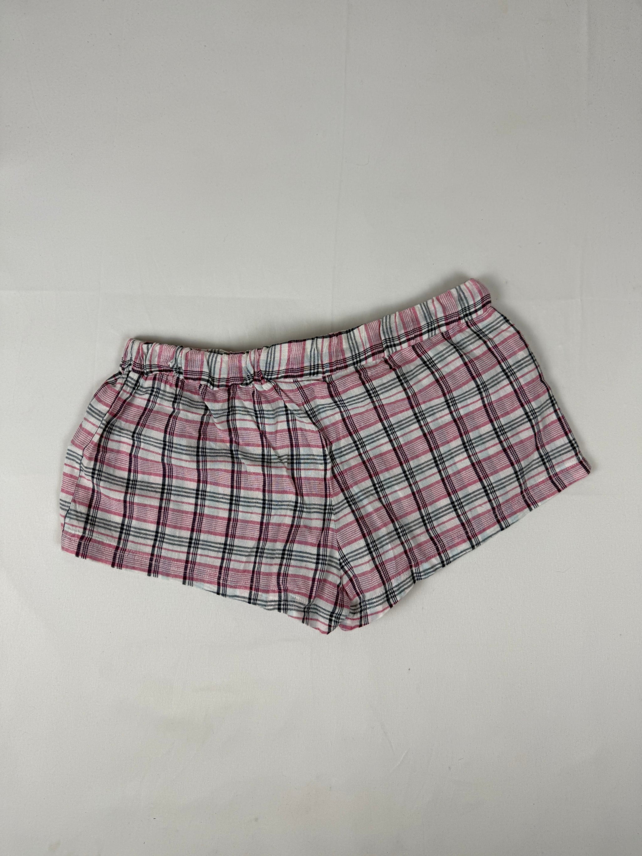Check print cotton low rise mini short (S/M)