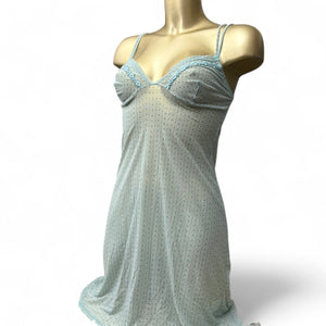 Baby blue satin babydoll mini dress (M)