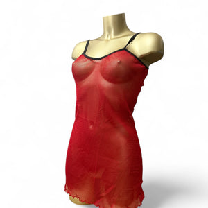 Red fishnet stretchy mini dress (S/M)