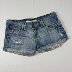 Blue denim low rise mini short (S)
