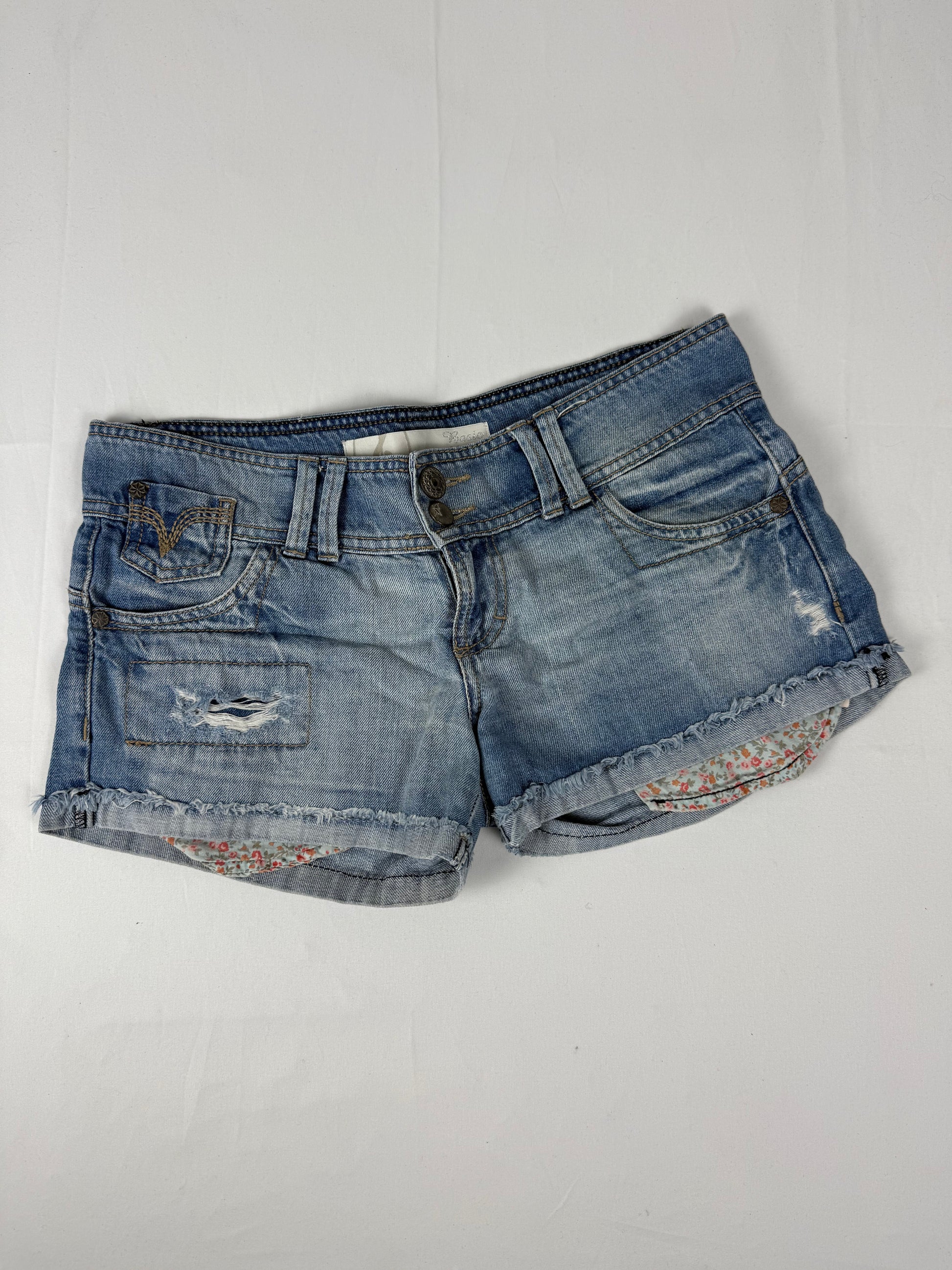 Blue denim low rise mini short (S)