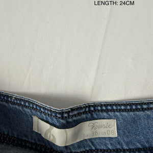 Blue denim low rise mini short (S)