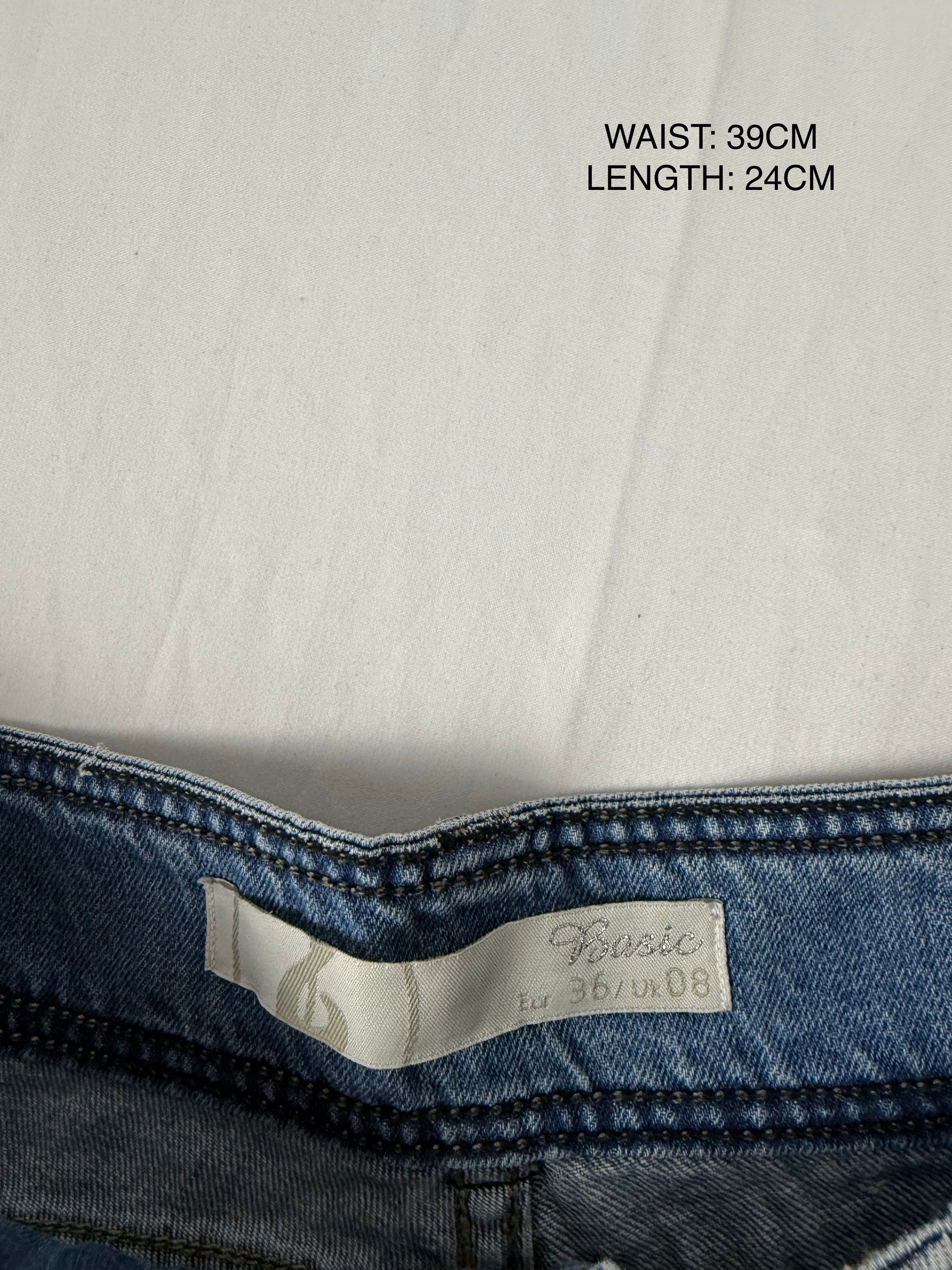 Blue denim low rise mini short (S)