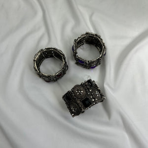 Silver inox gems bangle bracelet