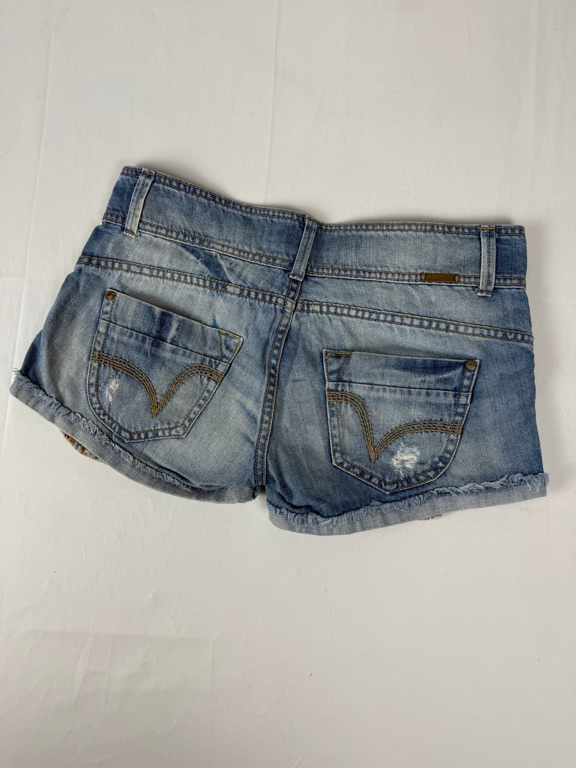 Blue denim low rise mini short (S)