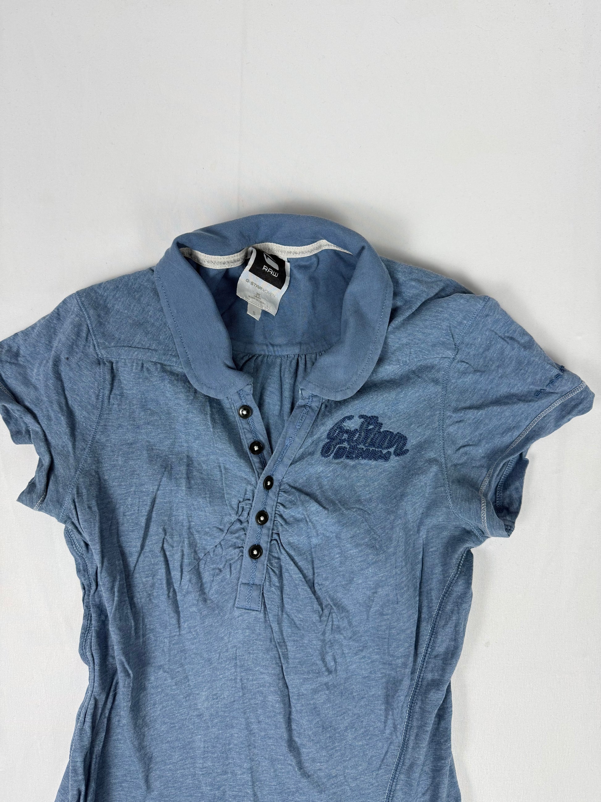 Blue cotton short sleeves shirt (S)