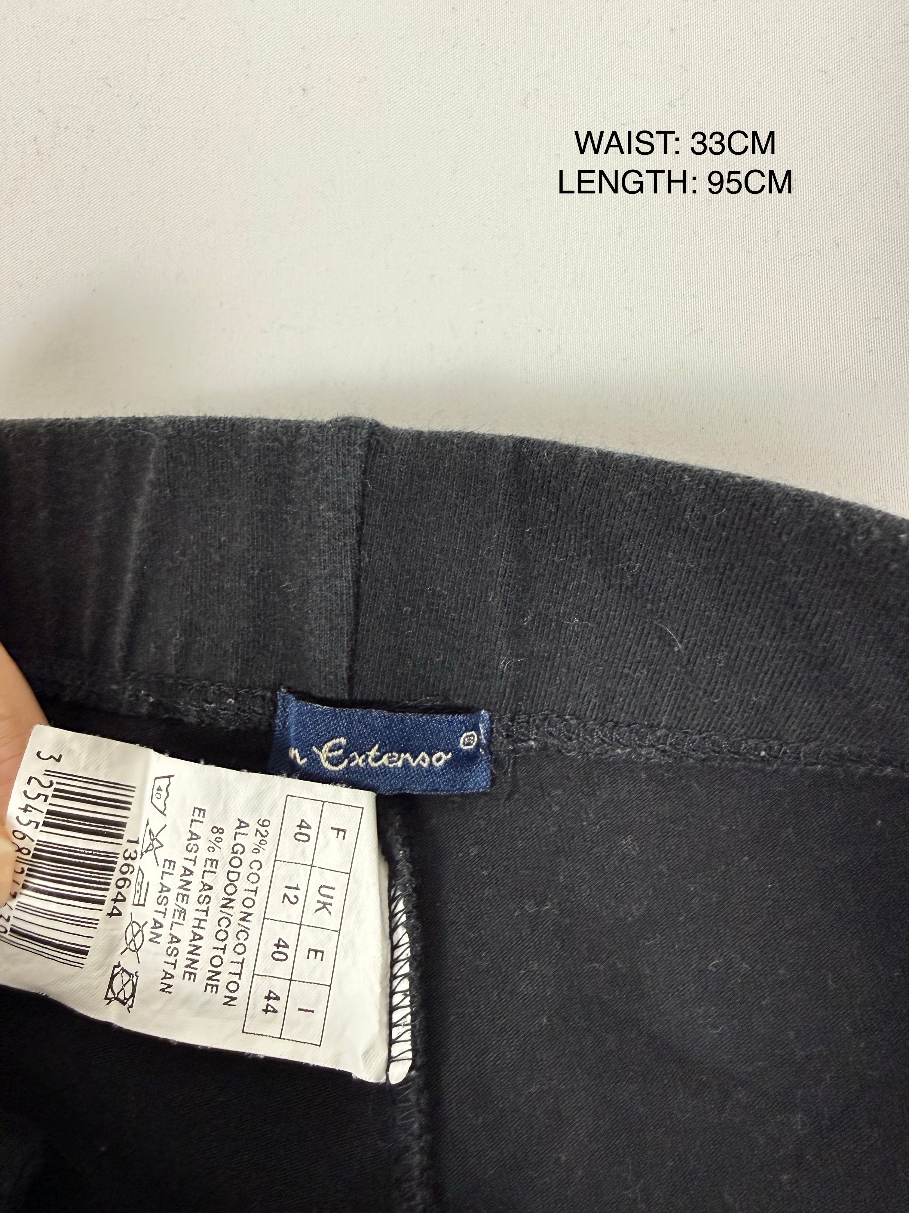 Pantalon droit taille basse en jean noir (XS)