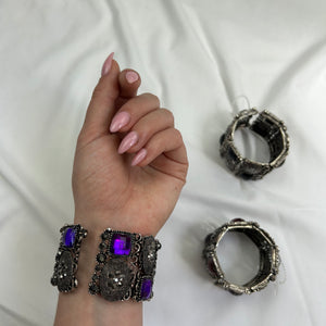 Silver inox gems bangle bracelet