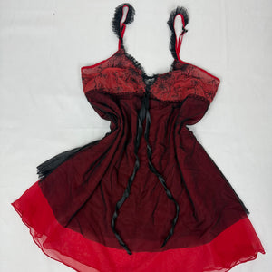 Red mesh babydoll mini dress (S/M)