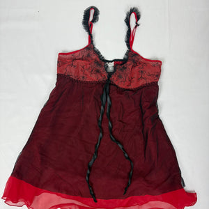 Red mesh babydoll mini dress (S/M)