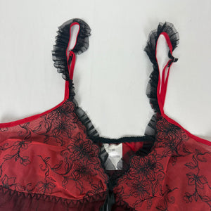 Red mesh babydoll mini dress (S/M)