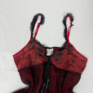 Red mesh babydoll mini dress (S/M)