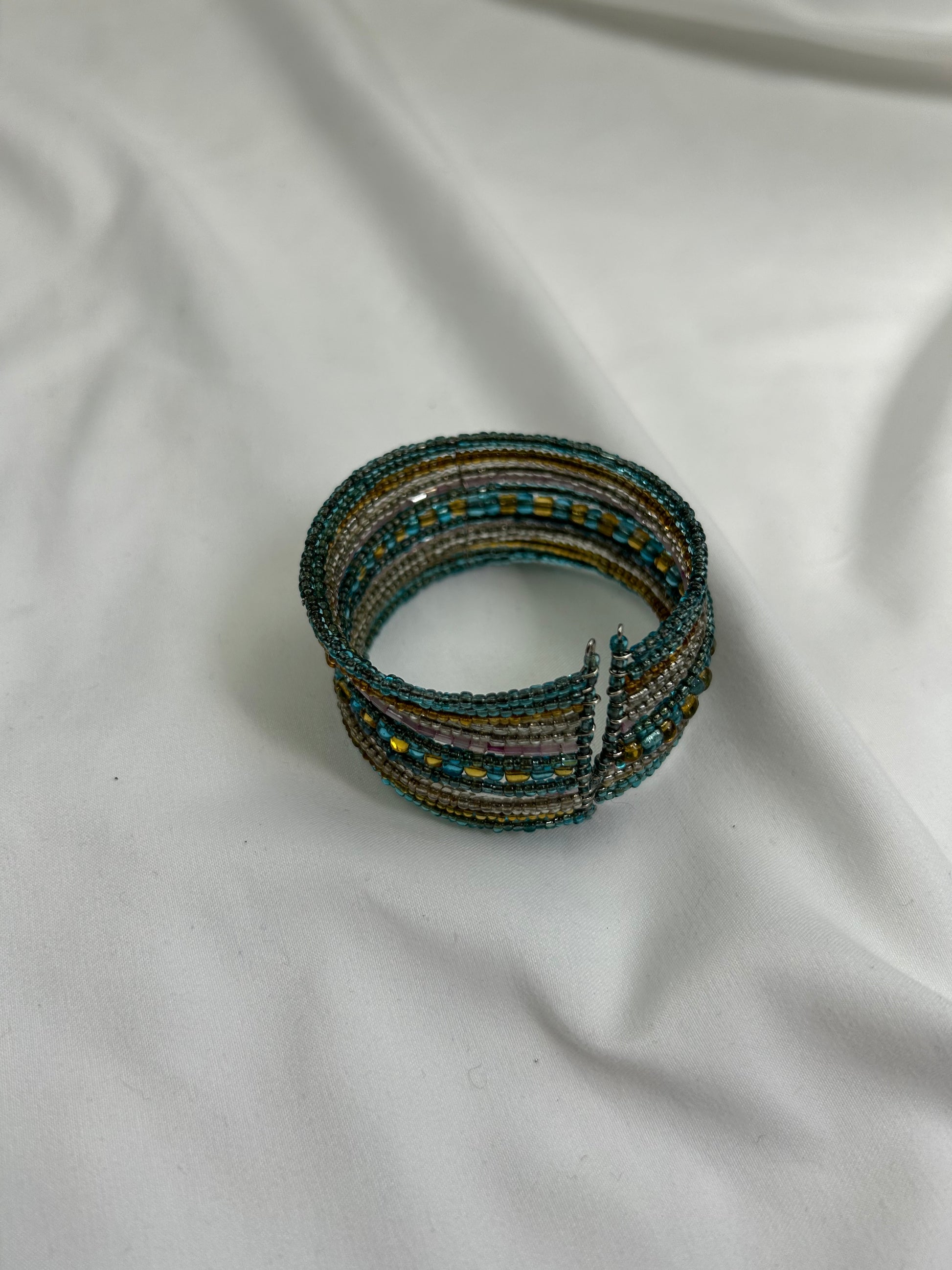 Pearls green bangle bracelet