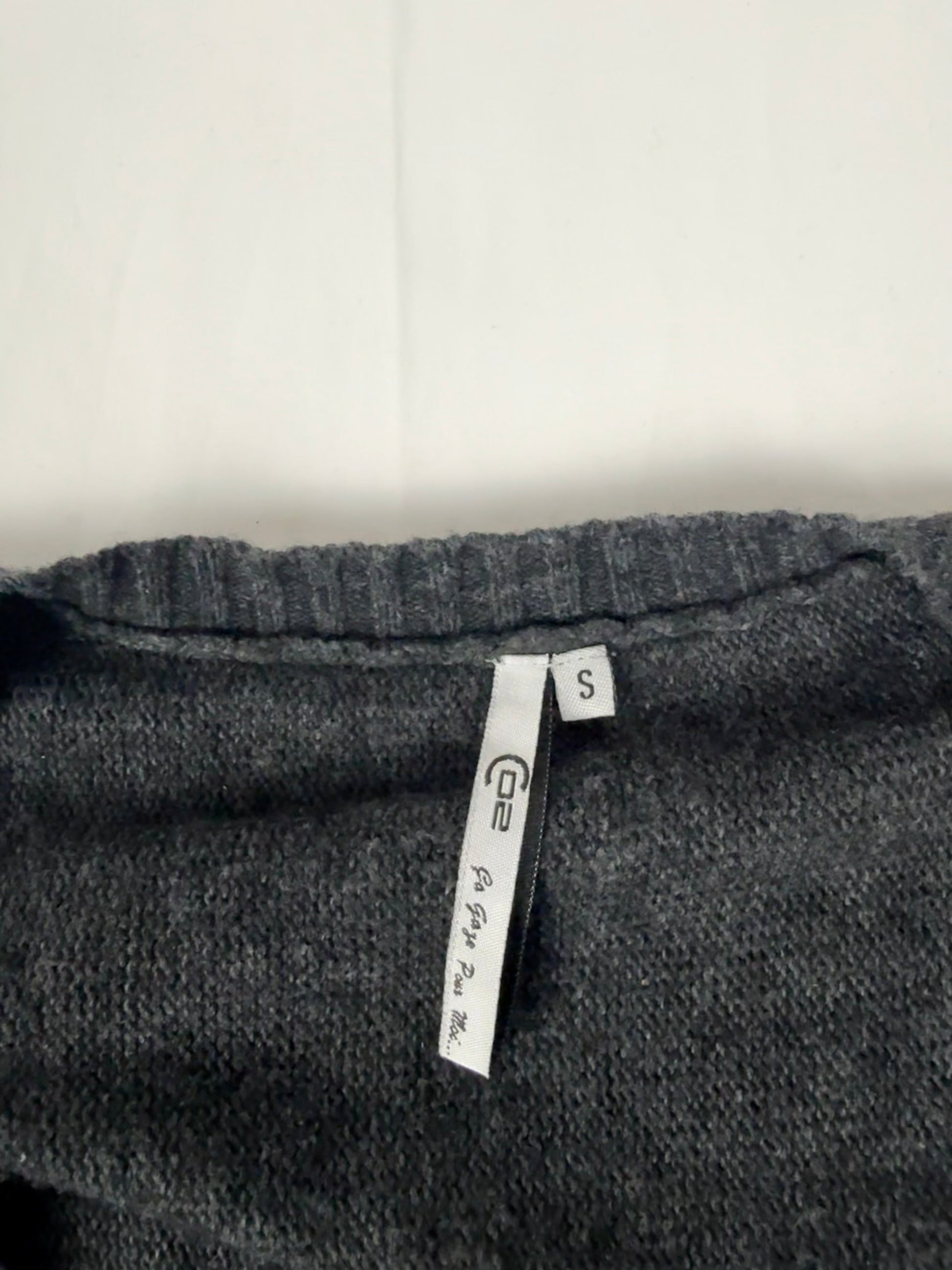 Grey short sleeves tie up knitted mini dress (S/M)