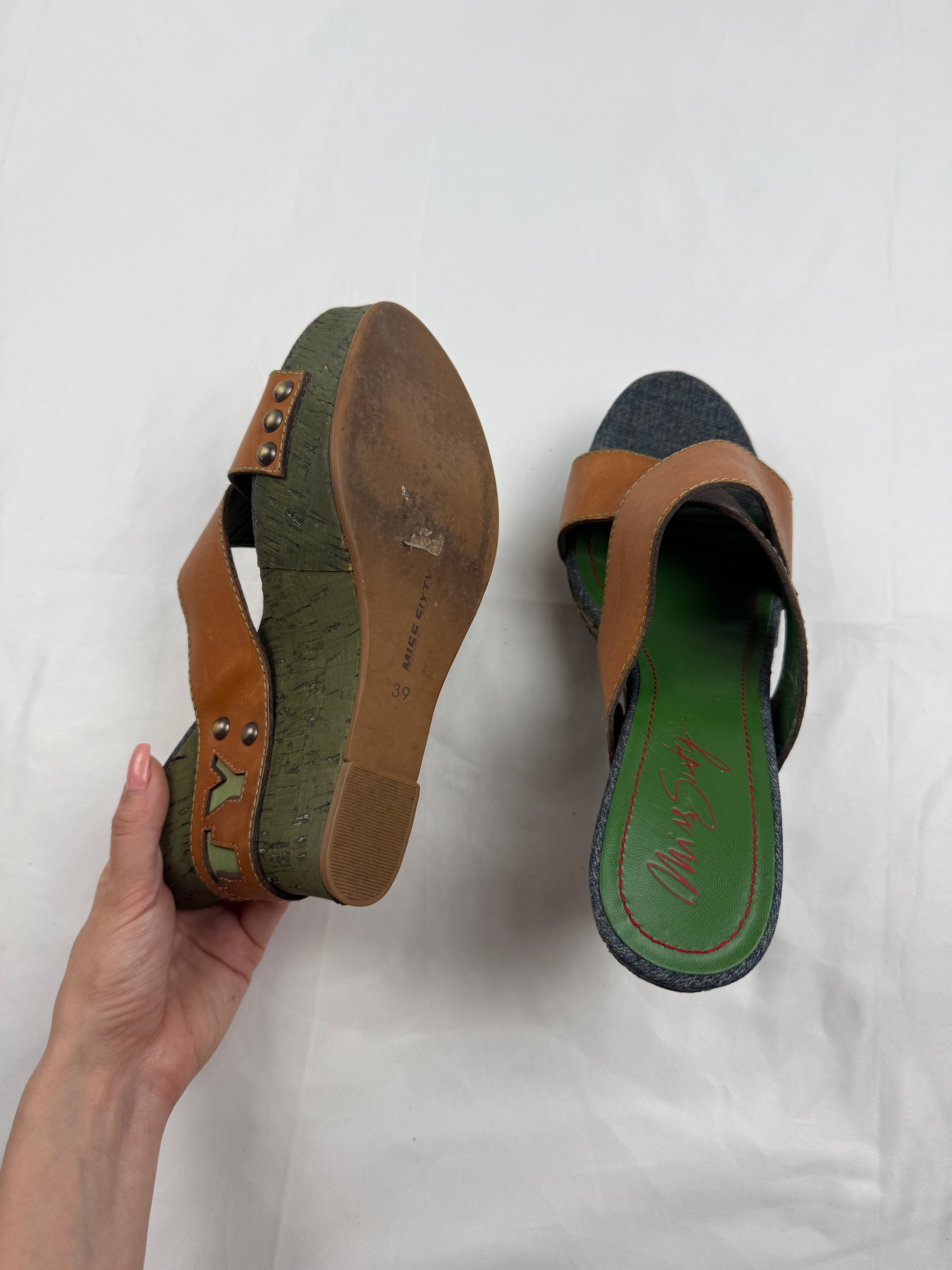 Brown logo wedge mules heels (39)