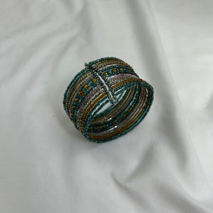 Pearls green bangle bracelet