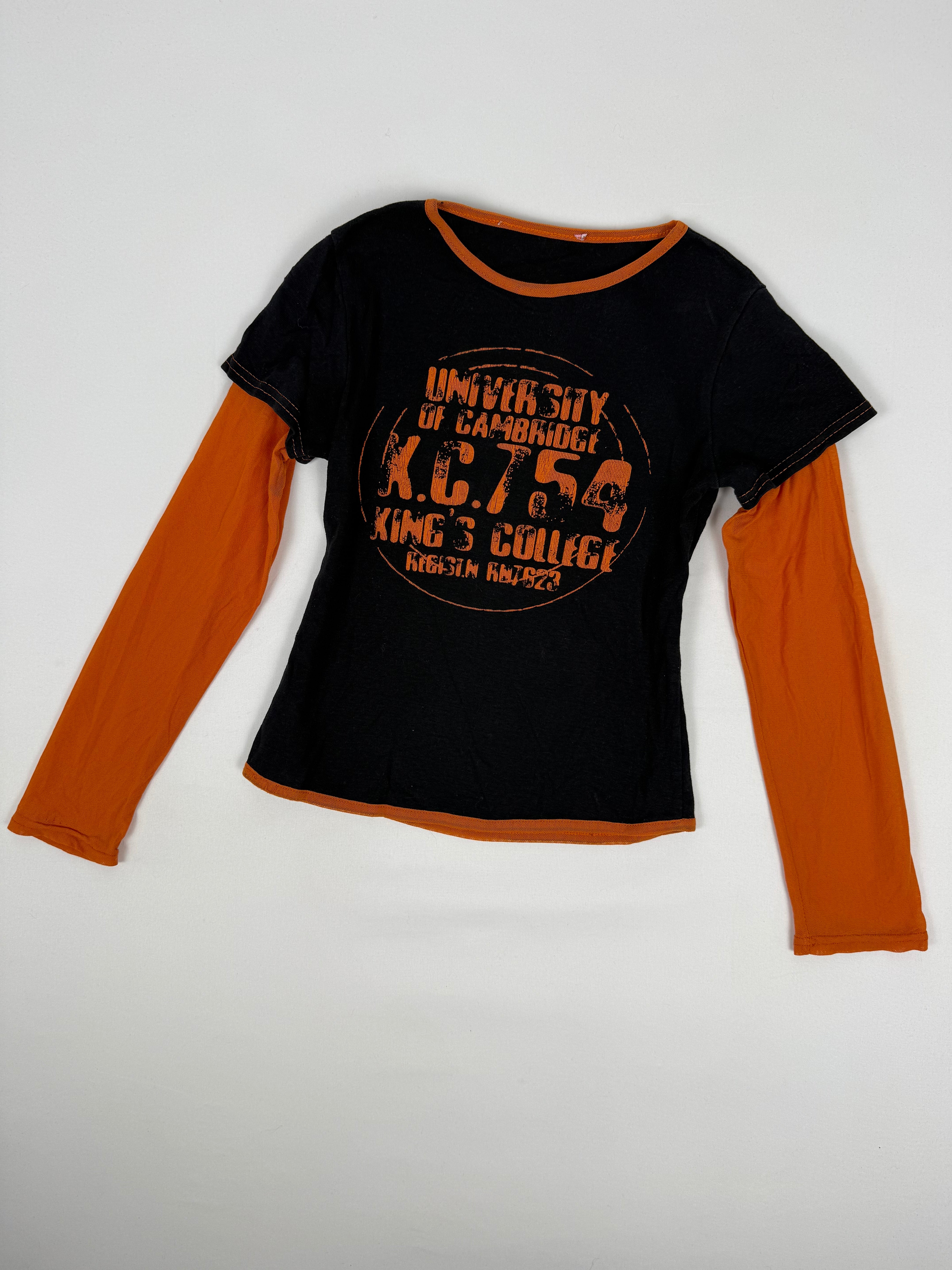 Black & orange 2 in 1 long sleeves top (XS)