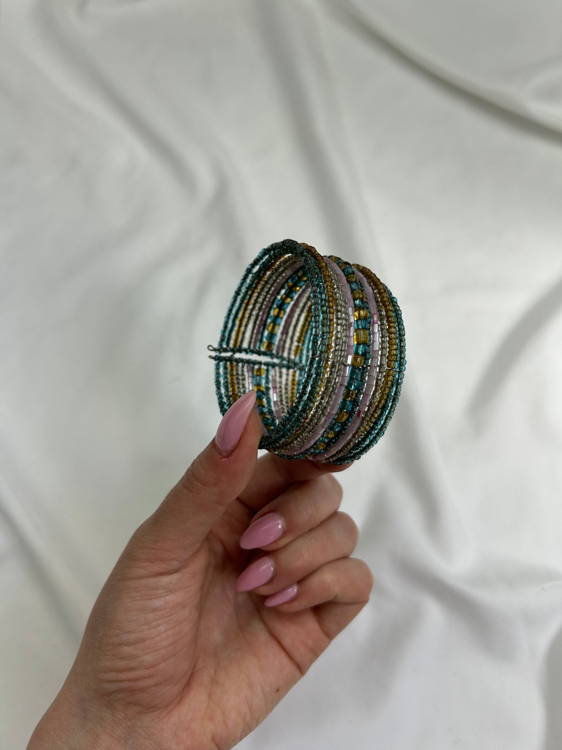 Pearls green bangle bracelet
