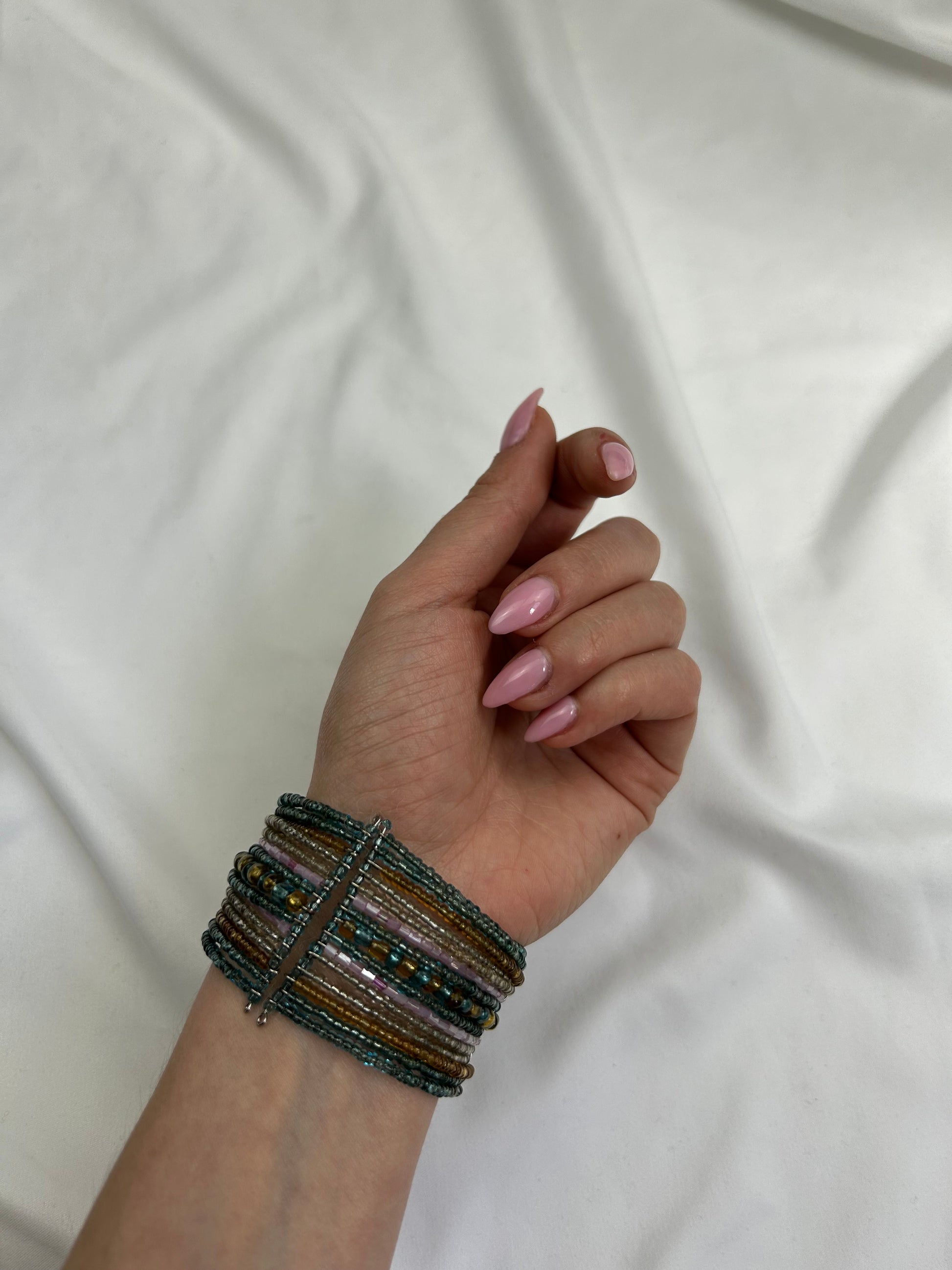 Pearls green bangle bracelet