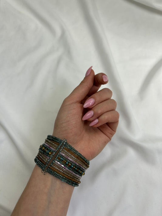 Pearls green bangle bracelet