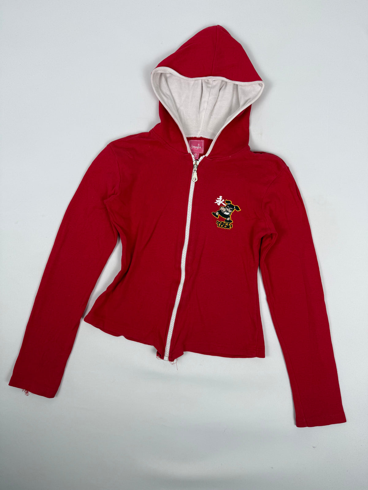 Red cotton zip up hoodie (S)