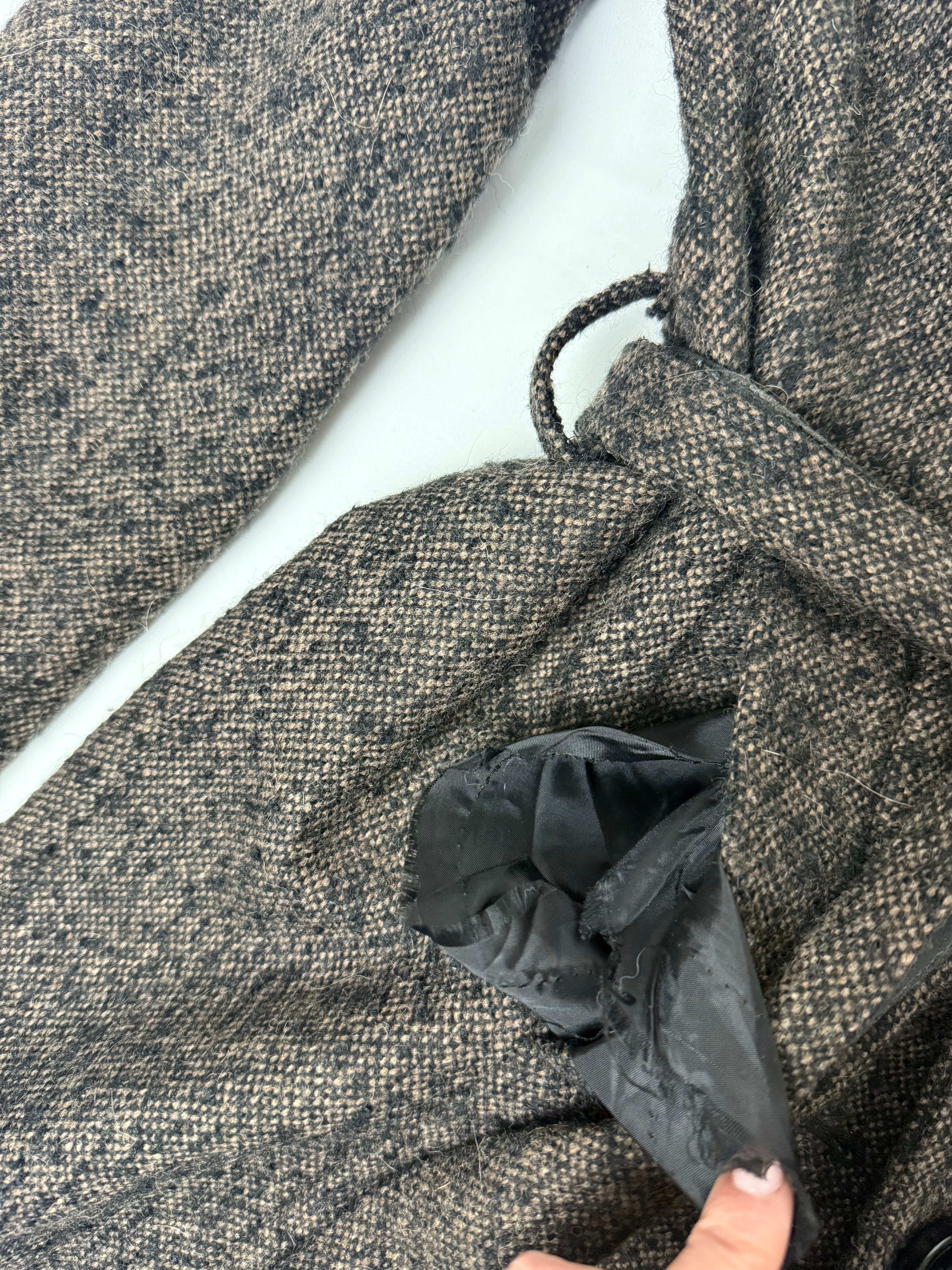 Beige oversized neck wool trench coat (S)