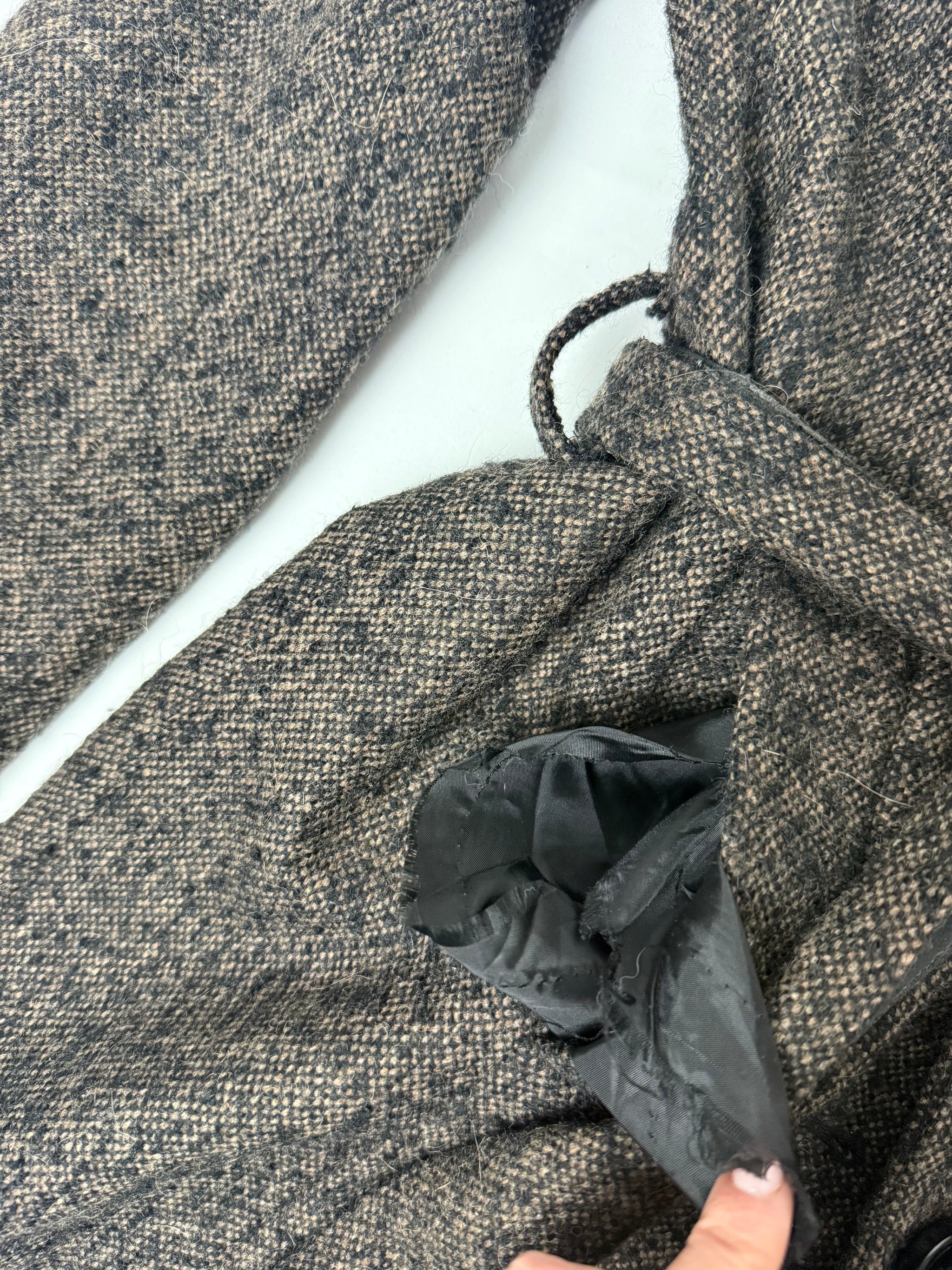 Beige oversized neck wool trench coat (S)