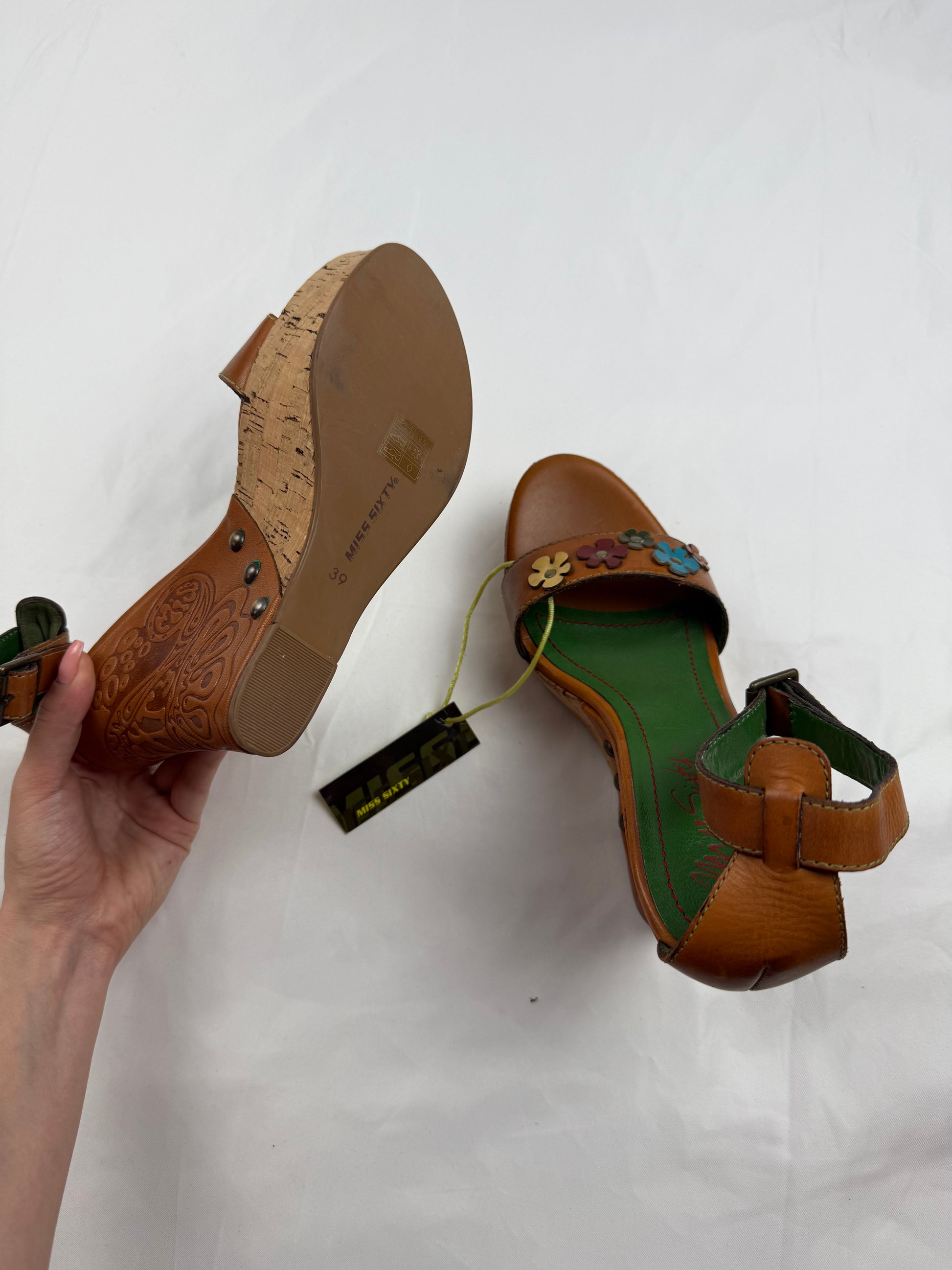 Brown logo wedge brand new heels (39)