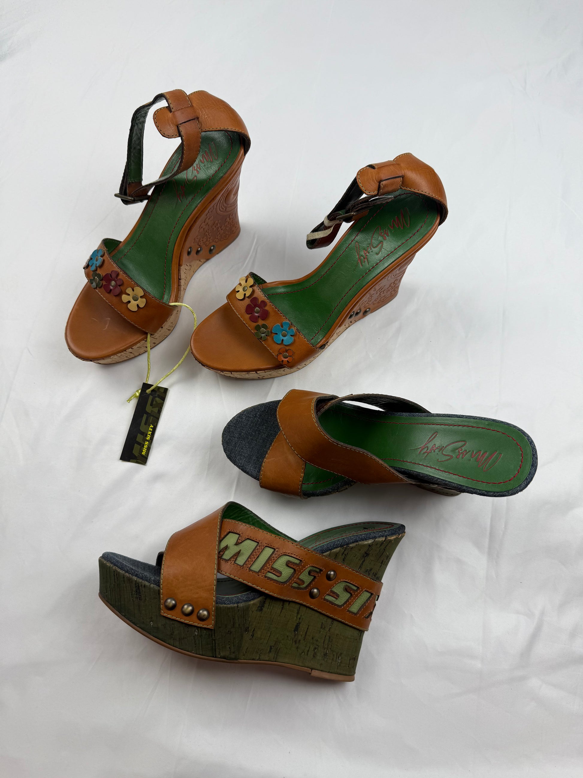 Brown logo wedge mules heels (39)