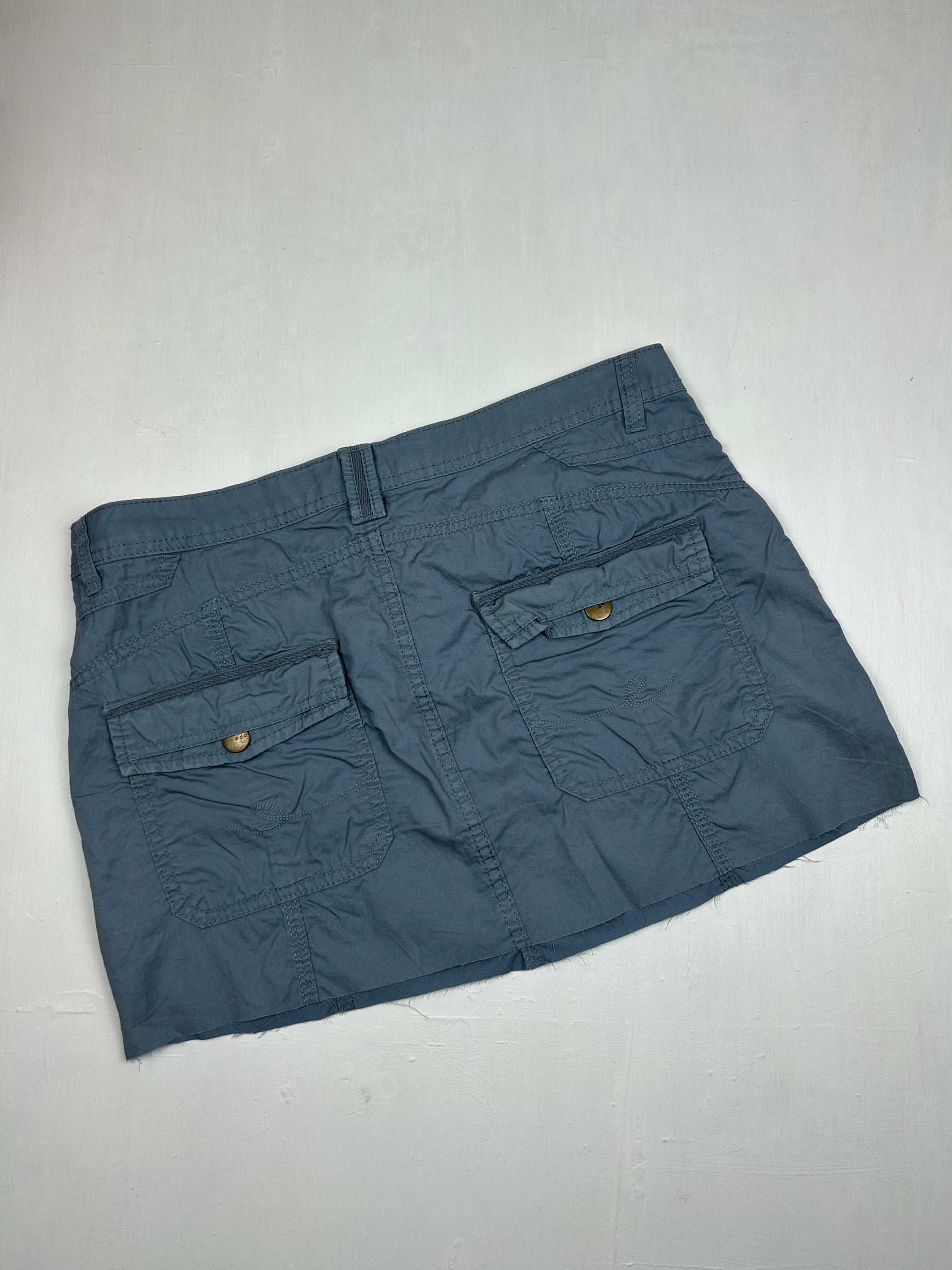 Blue 100% cotton low rise cargo mini skirt (M)