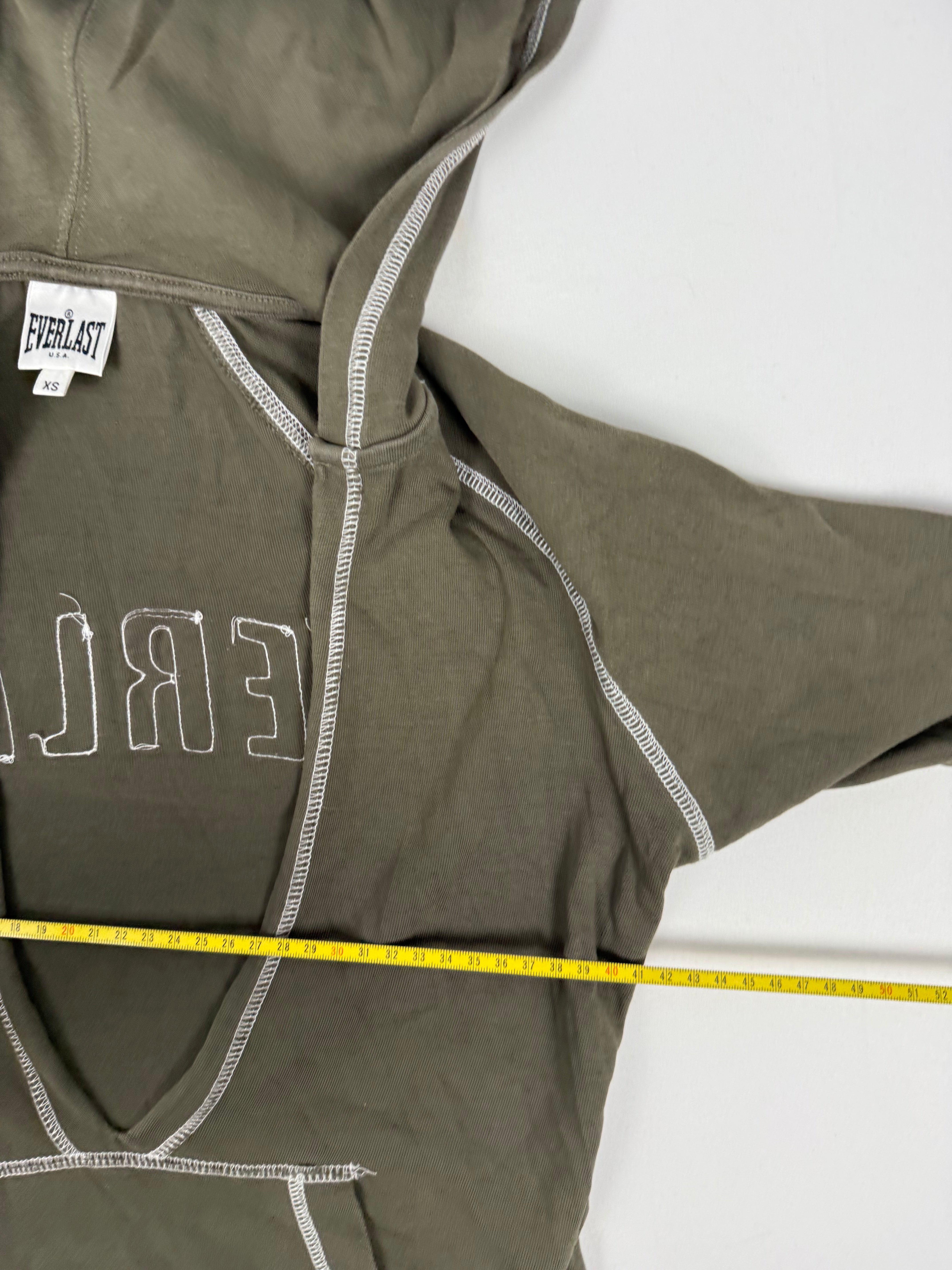 Khaki cotton hooded long sleeves top (XS)