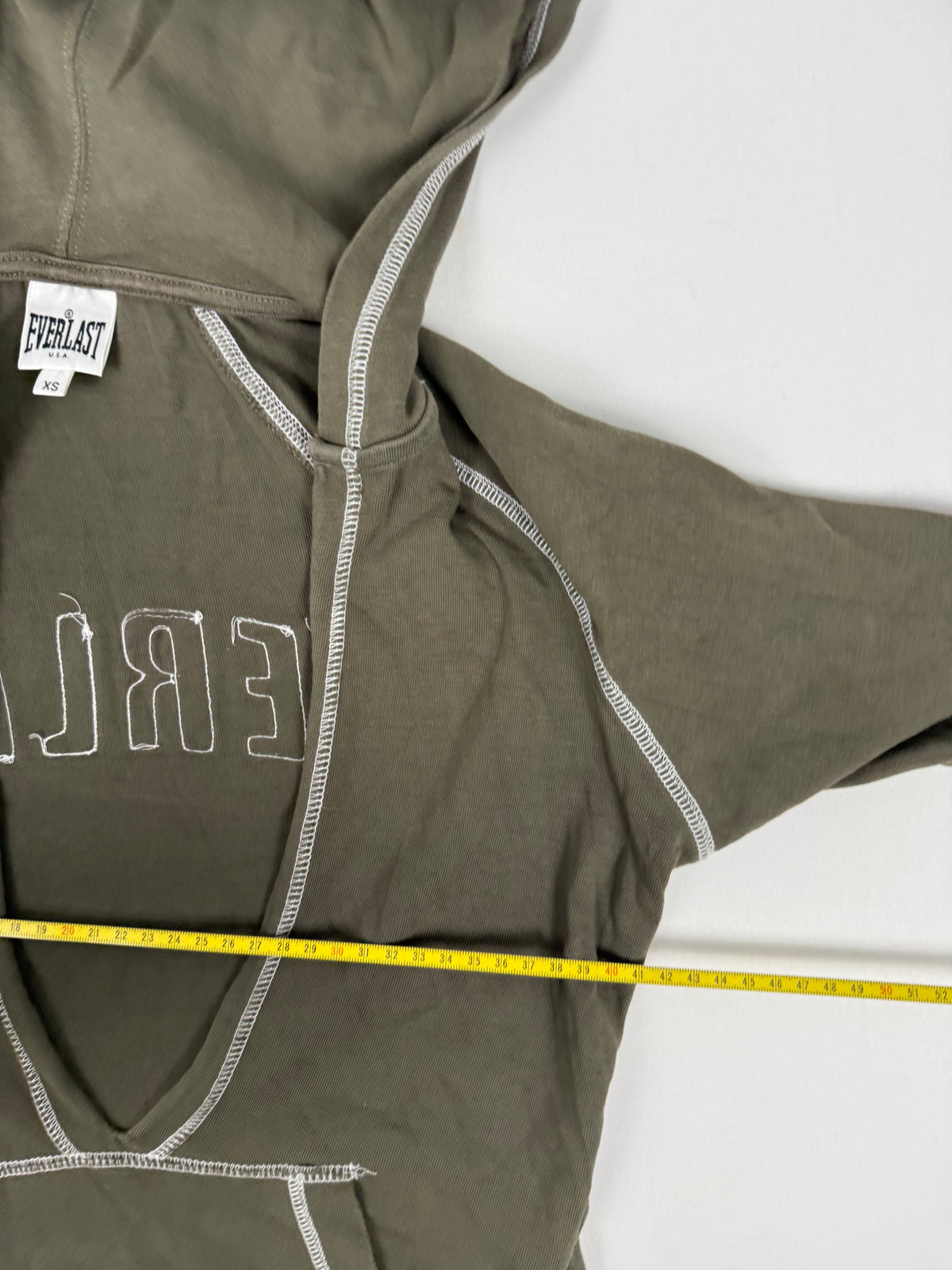 Khaki cotton hooded long sleeves top (XS)