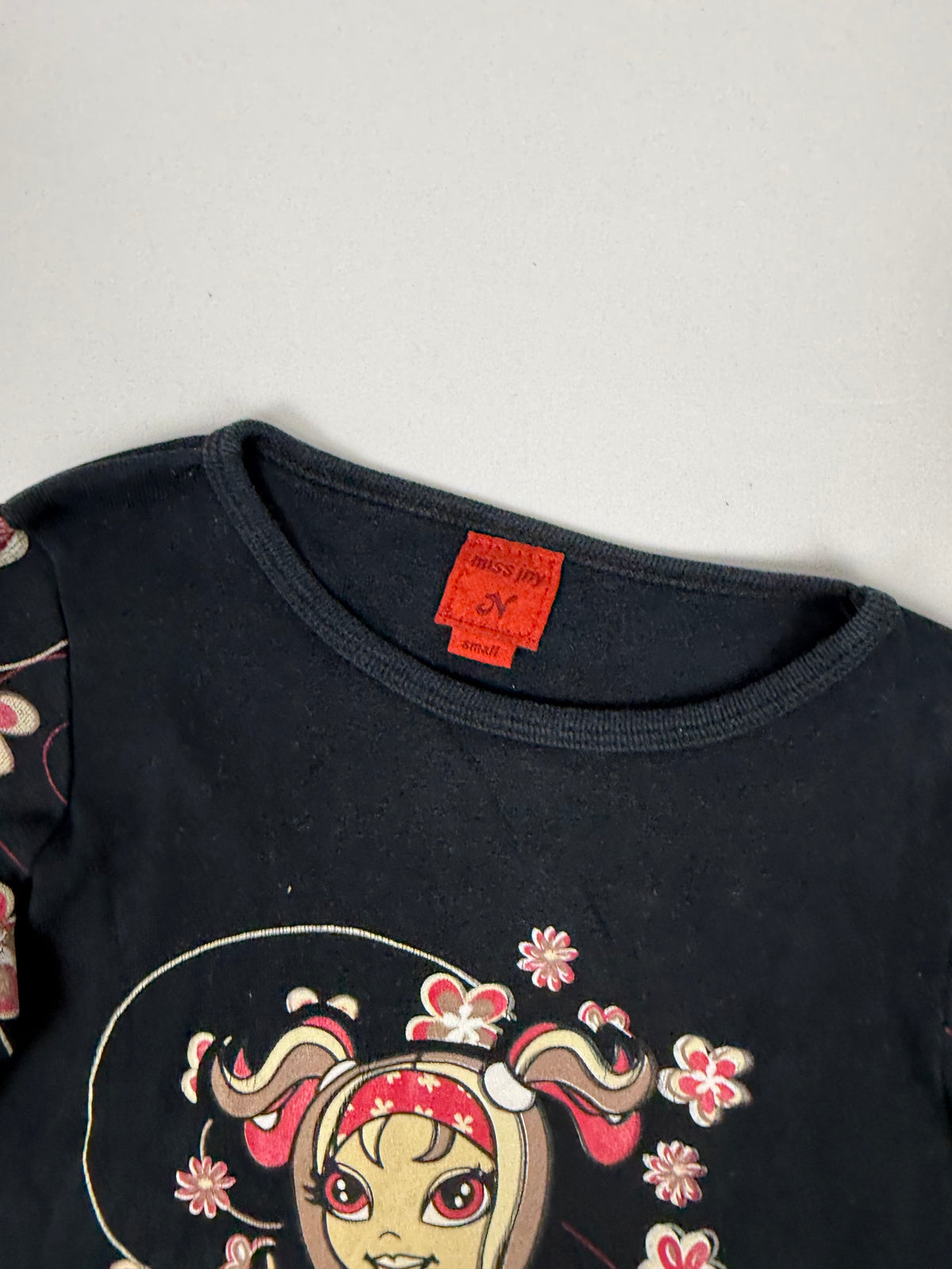 Black cotton 3/4 long sleeves top (S)