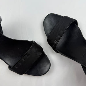 Black logo real leather wedge heels (37)