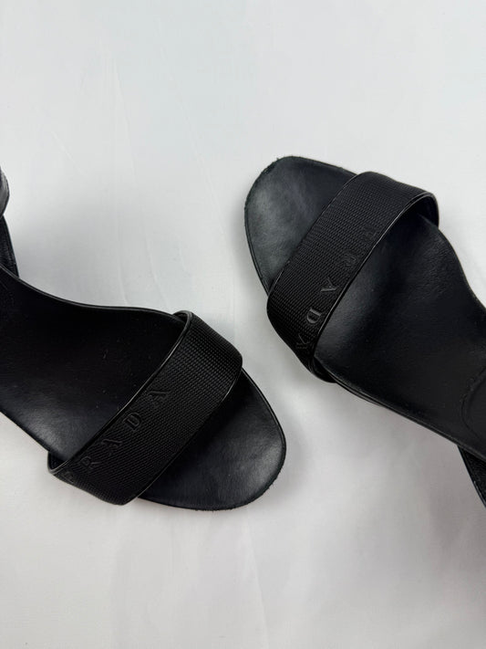 Black logo real leather wedge heels (37)