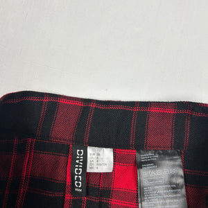 Red & black check print pleated skirt (M)