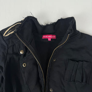 Black 100% cotton utility zip up biker jacket (M)