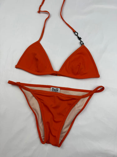 Orange low waisted bikini set (elastic damaged) (S)