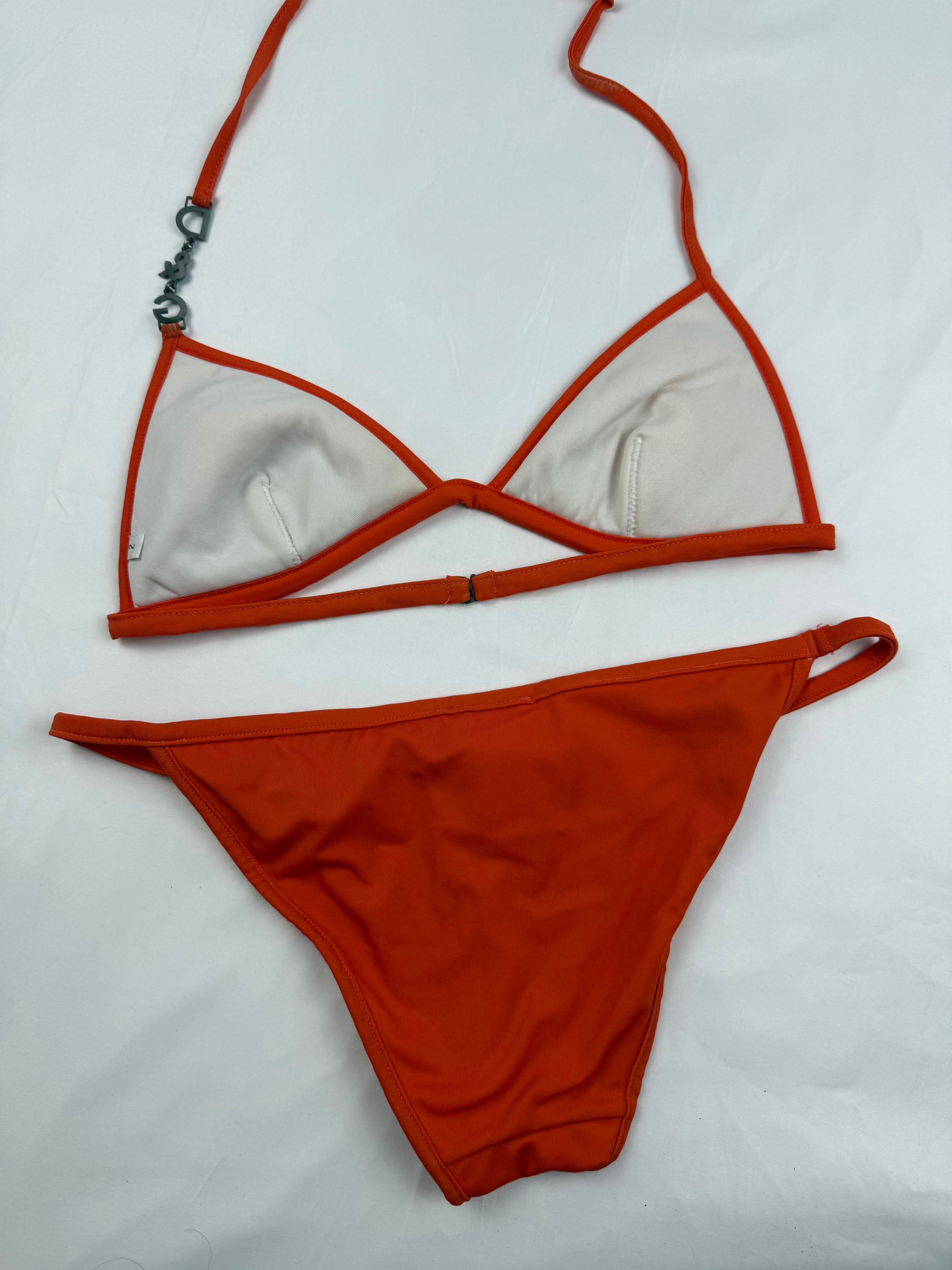 Orange low waisted bikini set (elastic damaged) (S)