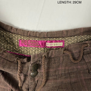 Brown check print low rise mini short (S)