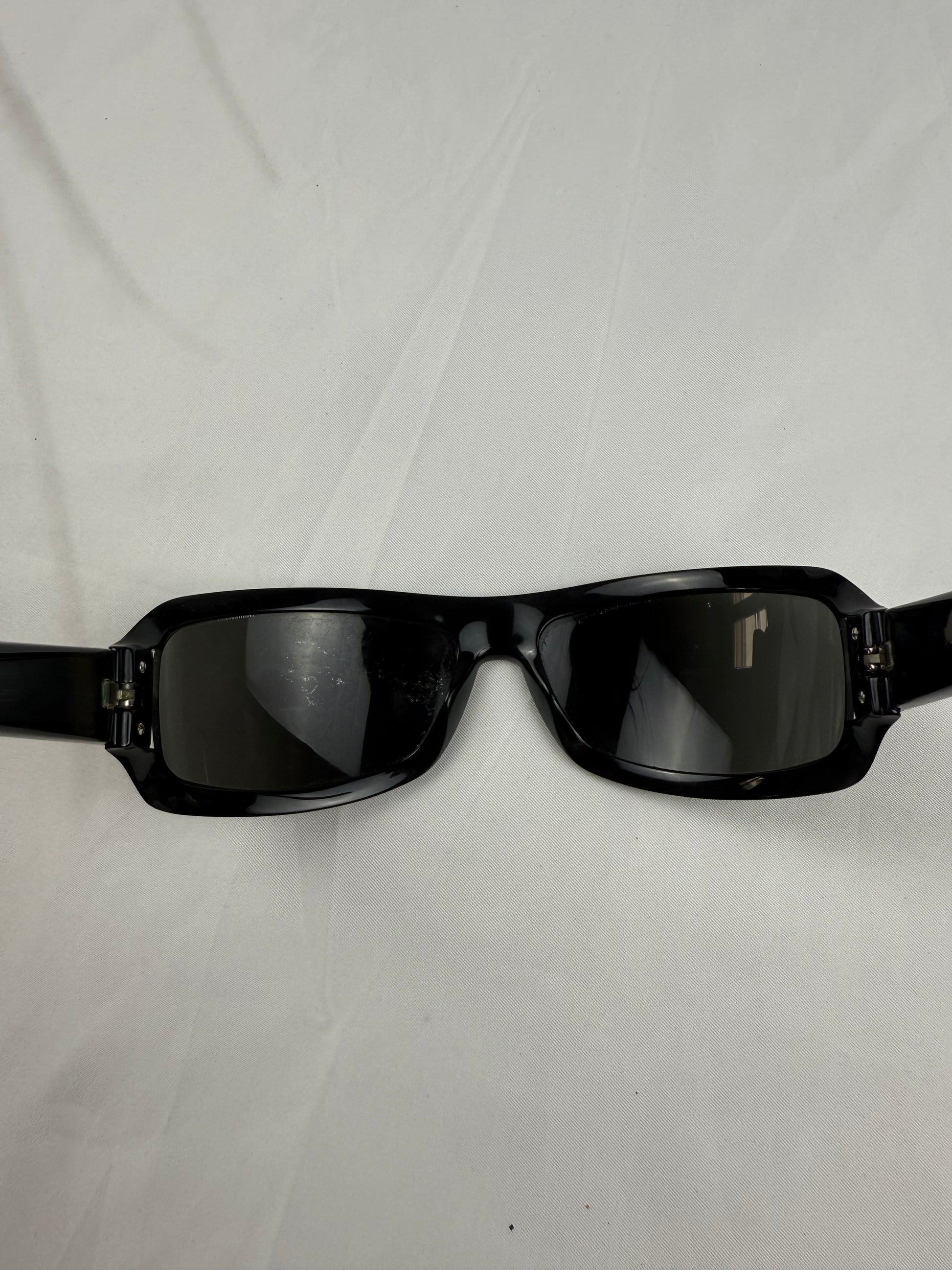 Black 2000s rhinestone logo sunglasses