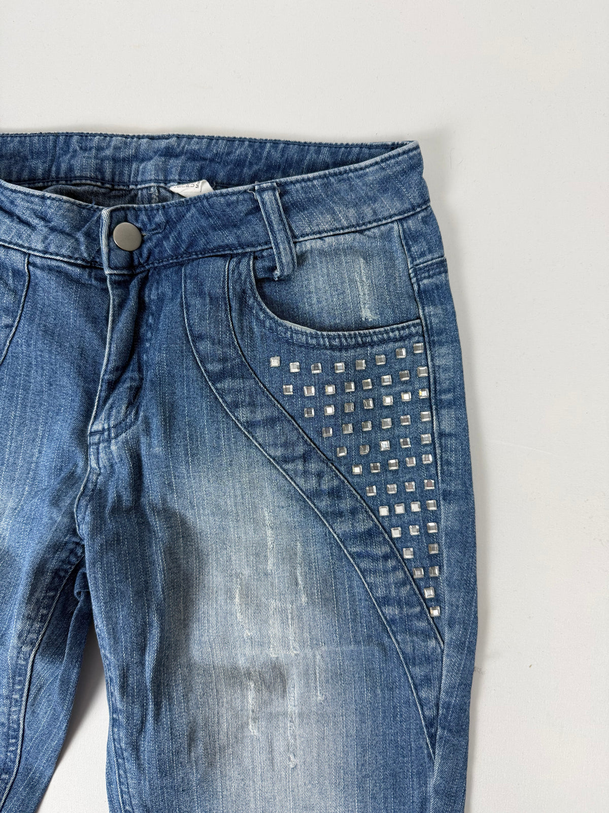 Pantalon droit taille basse en jean noir (XS)