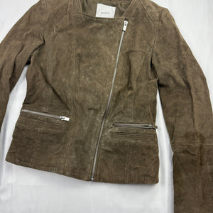 Khaki suede zip up biker jacket (S)