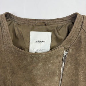 Khaki suede zip up biker jacket (S)